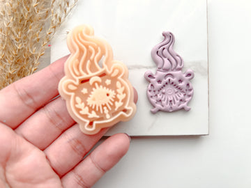 Halloween Witch Pot Polymer Clay Cutter • Clay Cutter